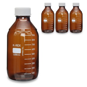 미르 국산 갈색 눈금 유리병, 4개, 1000ml