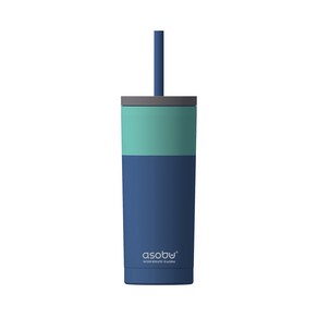 아소부 스텐 보온 보냉 빨대 텀블러 슈퍼브 시피 ICT200, 파스텔블루, 600ml, 1개