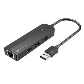 벤션 USB 랜카드 3포트 멀티 허브 CHPBB, 블랙, 1개