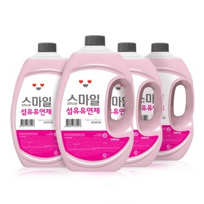 아토세이프 스마일 섬유유연제 핑크로즈향 본품, 4개, 2.5L