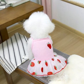 파스텔펫 반려동물 패턴 레이스 원피스, 핑크, 1개