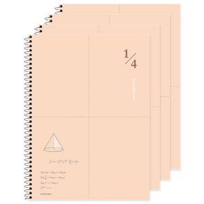포포팬시 2000 4분할 수학연습장 YPC-4437, 코랄, 4개