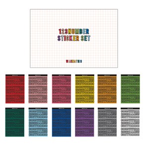 워너디스 블랙라인 팬시 스티커 12종 세트, 숫자, 1세트