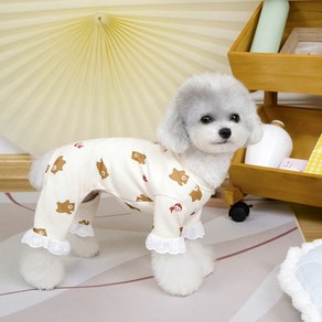 파스텔펫 강아지 곰돌이 레이스 올인원, 아이보리, 1개