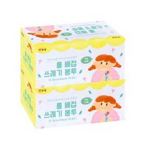 킹스봉 롤 배접 쓰레기봉투 투명 대 50p, 2개, 80L