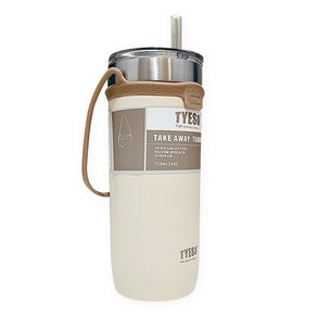 타이소 진공 스텐 핸들 스트랩 텀블러 + 트라이탄 빨대, 크림, 710ml, 1개