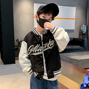 오렌지다몸 아동용 ALa앞뒤팔레터링 배색 야구점퍼