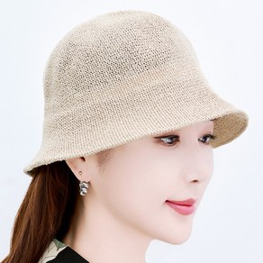 노이드비 여성용 시원한 그물망 심플 무봉제챙 여름 밀짚 벙거지