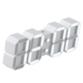 플라이토 코드리스 무선 인테리어 3D LED 탁상 벽시계 19cm, 화이트