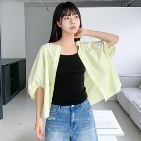 반에이크 여성용 볼륨 퍼프 와이드 포켓 셔츠