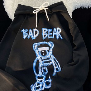 찌릿찌릿 BAD BEAR 곰돌이 낙서 임산부 루즈핏 후드티