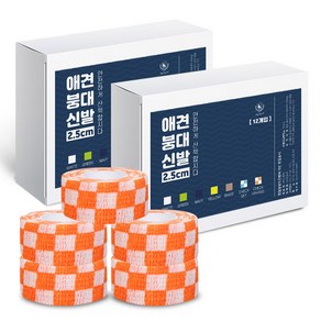 딩동펫 자가접착 강아지 붕대신발 24p, 체크오렌지, 소형(2.5cm), 1개