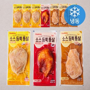 굽네 소스 듬뿍 통살 닭가슴살 허니갈릭맛 110g x 4개 + 누룽지 삼계탕맛 110g x 4개 + 숯불 바베큐 110g x 2개 세트 (냉동)