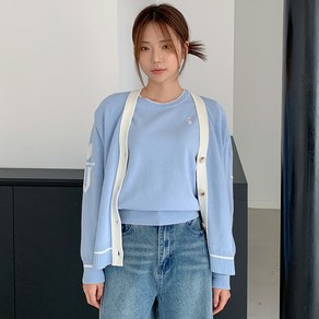반에이크 여성용 소매 하트 부클 가디건