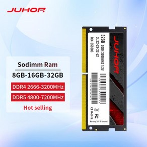 JUHOR 노트북 램 소딤 메모리 8GB 16GB 32GB DDR4 2666MHz 3200MHz 4800Hz 5600Hz 7200Hz, 1개