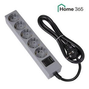 [브랜드정품] Home365 1+1 홈365 국산 과부하차단 멀티탭 5구 1.5m 그레이 블랙 / 16A 콘센트 멀티콘센트, 2개