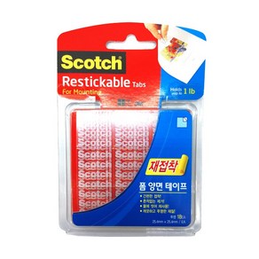 쓰리엠 Scotch R100 스카치 재접착 폼 양면 테이프 25.4mmx25.4mm 18매입, 1개