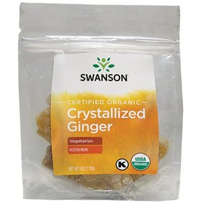 Swanson Cetified Oganic Cystallized Ginge w/Raw C Swanson 인증 유기농 결정화된 생강 생 사탕수수 6온스(170g) 패키지 포, 1개, 170g