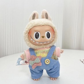 15cm 17cm 30cm 라부부 Labubu 인형옷 별하늘색 멜빵바지 투피스 세트