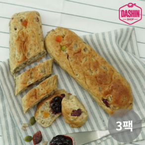 [주문 후 제빵] 통밀당 천연발효 통밀견과스틱빵 132g(2개입) / 아르토스베이커리 비건빵, 132g, 3개