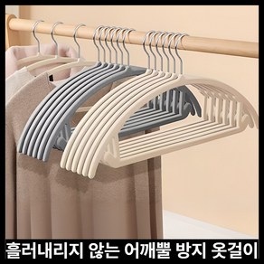 샌드즈 어깨뿔방지 튼튼 논슬립 옷걸이, 파스텔 화이트, 10개