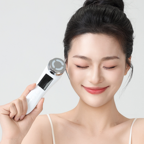 ERAN스타 갈바닉 얼굴마사지기 가정용 뷰티디바이스 LED EMS진동클렌저 마사지기 피부 토탈케어, 화이트