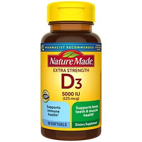 Nature Made Extra Strength Vitamin D3 5000 IU (125 Nature Made Extra Strength 비타민 D3 5000 IU(125 mcg