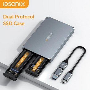 IDsonix NVMe SSD 인클로저 듀얼 프로토콜 2Bay M2 NGFF SATA 케이스 지지대 B M 키 노트북 PC 액세서리 도구 무료, 1.SATA, 1개
