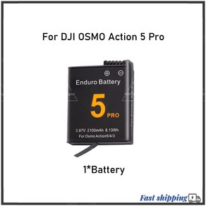 Dji 액션 5 프로용 충전식 리튬 이온 배터리 듀얼 슬롯 보관함 카메라 액세서리 2100mAh, 01 1Pcs Battey, 1개