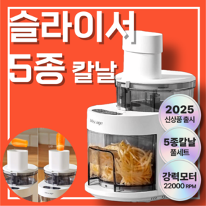 컷잇 [22 000RPM 초고속] 야채 고기 슬라이서 컴팩트 가정용 분리세척 전동채칼 야채 고기 생선 다기능 푸드프로세서, 1세트, White
