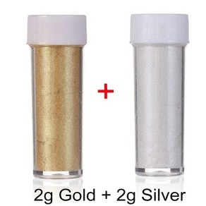 1WITH 15g/병용 금색 은가루 반짝이 무스 케이크 베이킹 색상 장식용품, 12 2g Gold 2g Silve, L. L. 2g Gold 2g Silve