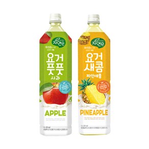 [한번에먹자]웅진 요거풋풋 사과1.5L 6개+요거새콤 파인애플1.5L 6개 총12개, 12개, 1.5L
