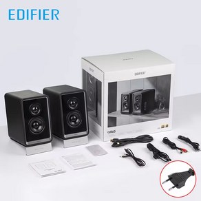 Edifie QR65 액티브 모니터 데스크탑 블루투스 스피커 GaN 충전기 포함 고해상도 LDAC 코덱 RCA Aux USB 입력 조명 효과, 2)블랙 EU plug, Black-EU Plug