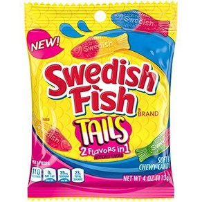 Swedish Fish Tails 2 Flavos in 1 스웨덴 생선 꼬리 2가지 맛을 1개로, 1개, 113g