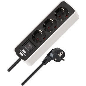 브레넨스툴 멀티탭 3구 Bennenstuhl E컬러 스위치콘센트 1.5m 블랙 화이트, 1개