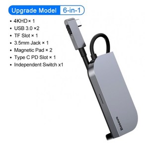 USB-C 허브 baseus ipad po 12.9 11 2020 2018 type 4k hd, 협력사, 업그레이드된 에디션, 1개