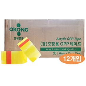 오공 경포장 OPP 아크릴타입 박스 테이프 48mm x 50m, 투명, 12개