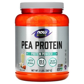 NOW Foods Spots 완두콩 단백질 바닐라 토피 907g(2lbs), 1개, 907g