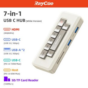 RayCue 128k Pocket USB3.0 허브 C to HDMI 멀티허브 탈부착 케이블 구조독 MacBook Po Ai Lenovo Dell HP 노트북용 4K 60Hz, 1) 7-IN-1 USB HUB-A, 01 7-IN-1 USB HUB-A_01 CHINA