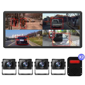 메모리카드 포함 10.36인치 4k 와이드 4채널 블랙박스 후방카메라 풀세트 X4, 실외 카메라 4개, 128GB