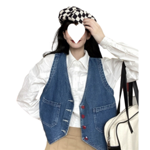 쇼트 데님 베스트 여자 민소매 나시 코트 Women's Cowboy Vest 뉴타임즈 U926V657