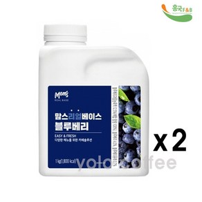 흥국 맘스리얼베이스 블루베리 1kg(아이스포장), 2개, 1kg