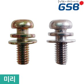 GSB솔루션 둥근머리 샘스볼트 철 스텐 십자 마루 셈스 볼트 스프링 평와샤 세트, 일반 둥근머리 샘스볼트, M3-6, 6, 1개