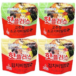 핫플러스 발열 전투식량 비빔밥 4개세트 (고추장소고기 2개 + 김치비빔밥 2개), 1개