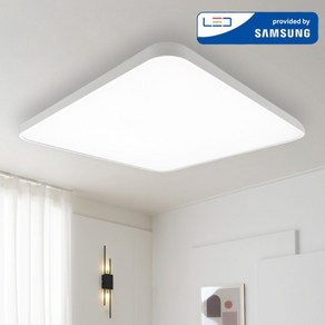 LED 국산 삼성칩 심플 완판 일체형 거실등 120W 플리커프리 주광색+화이트, 화이트