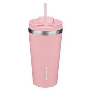 bjpkpk 누수 방지 스테인리스 스틸 보온병 빨대 포함, Pink, 530ml, 1개