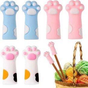 6pcs 고양이 발 뜨개질 바늘 스토퍼 실리콘 귀여운 포인트 캡 보호대 스티치 팁 커버 11 17 사이즈 0.31 0.5인치 바늘용 악세사리, 한개옵션1