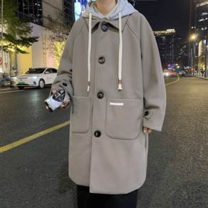 남성코트 후드 모직 자켓 루즈핏 가을 겨울 빅사이즈 트렌치코트 3색 M~3XL