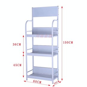 선반 진열대 마트 소형 편의점 매점 다층 음료, 화이트60x30x150 3단 스트랩개, 1개