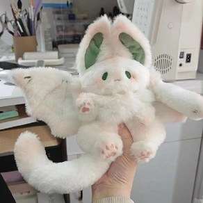 날개달린 토끼 박쥐인형 소품 장식 선물 인테리어 부드러운 봉제인형 토끼 캐릭터, 입 벌린 박쥐- 핑크 토끼, 1개